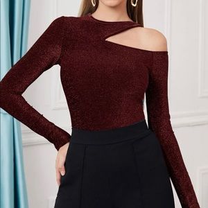 ❤️SOLD❤️Women Sexy Cutout Shoulder Glitter Top
